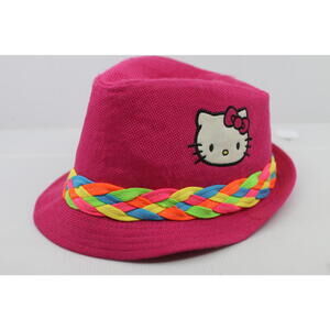 Hello Kitty Pink Fedora Hat with Multicolour Braided Band